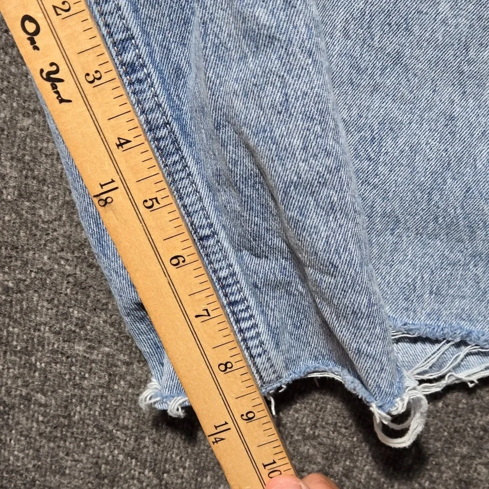Hollister Low Rise Baggy Jort Shorts Womens 14 W35 Blue Denim Frayed Hem Comfort